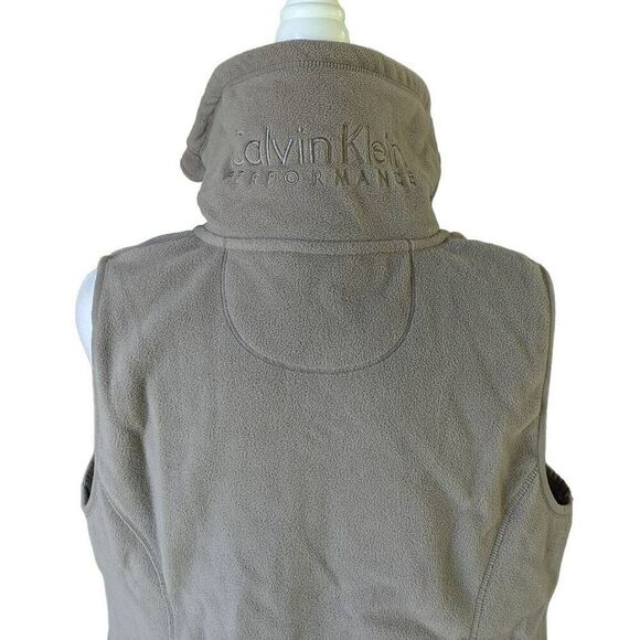 Calvin Klein Performance Women Tan Brown Full Zip Fleece Vest Pockets Size L - Picture 8 of 9